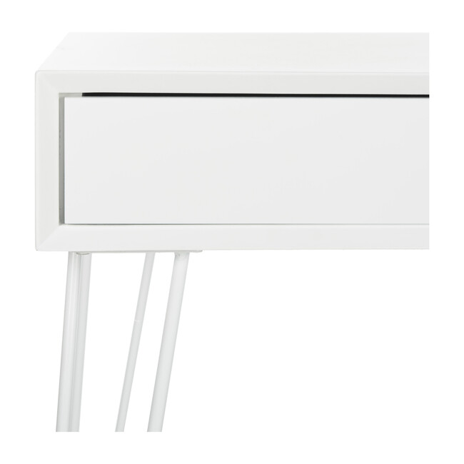 Cade Mid-Century Retro Two-Drawer Desk, White - Desks - 5