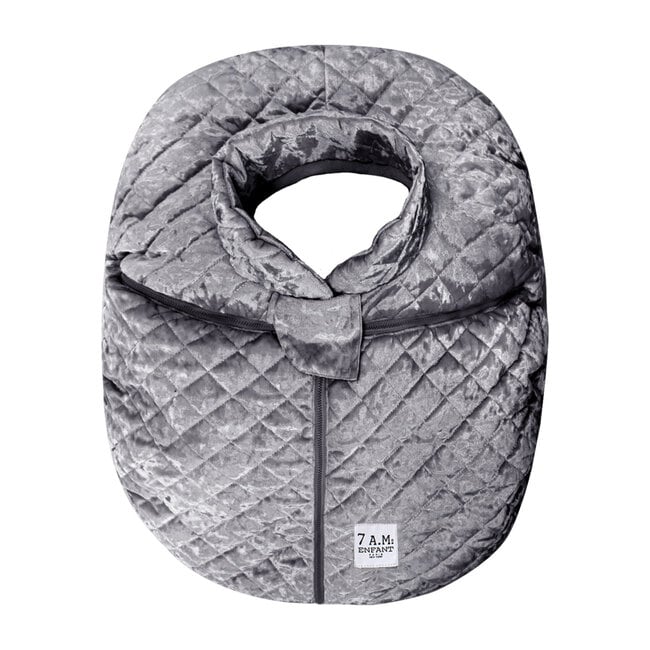 Car Seat Cocoon, Quilted Grey Velvet