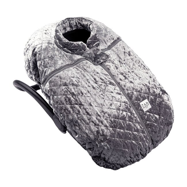 Car Seat Cocoon, Quilted Grey Velvet