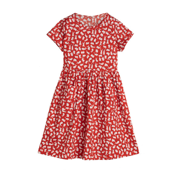 Pippa Jersey Dress, Red Scattered Bunnies - Kids Girl Clothing Dresses ...