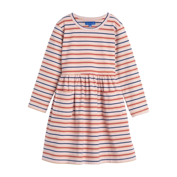 Marley Long Sleeve Jersey Dress, Dusty Rose Multi Stripe - Kids Girl ...