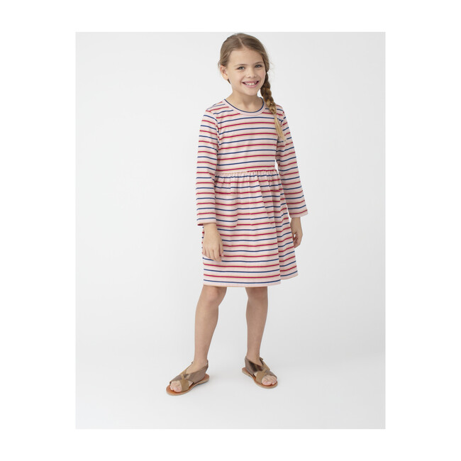 Marley Long Sleeve Jersey Dress, Dusty Rose Multi Stripe