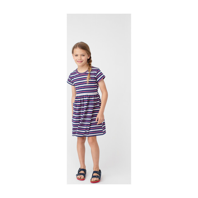 Pippa Jersey Dress, Navy Multi Stripe