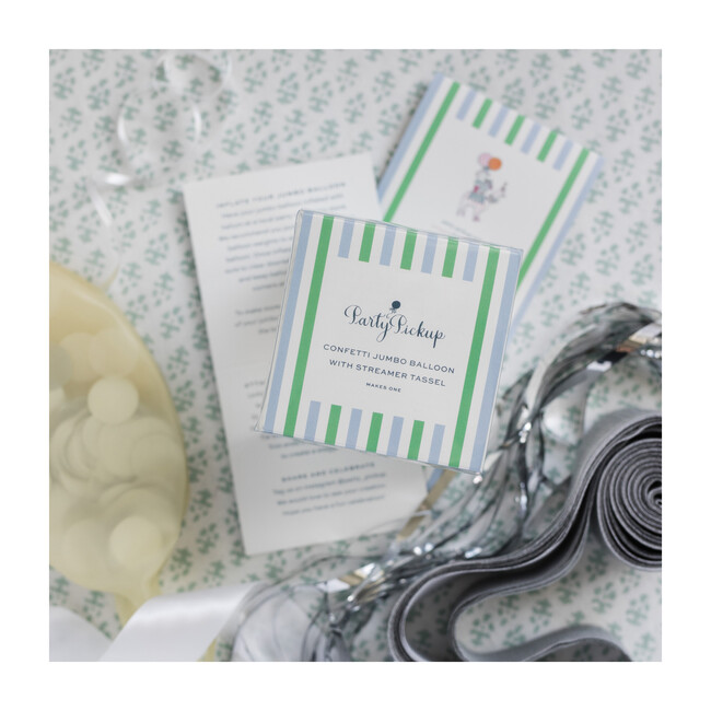Confetti Balloon with Silver Streamer Tassel Kit, Silver Glam