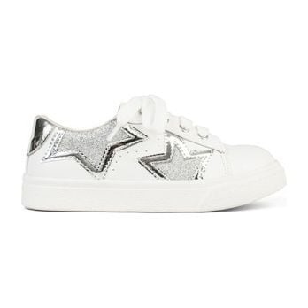 Miss Harper Lace Up Sneaker, Silver & White