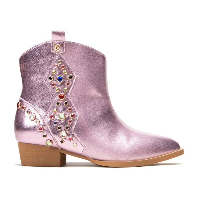 Miss Dallas Embellished Boot, Light Pink Metallic