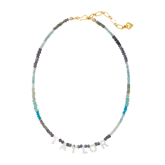 Say My Name Necklace, Blue Gemstone Ombre - Necklaces - 1