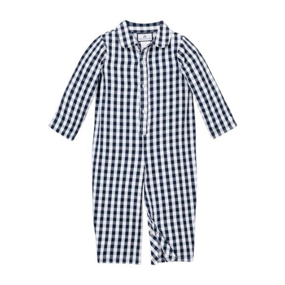 Navy Gingham Romper