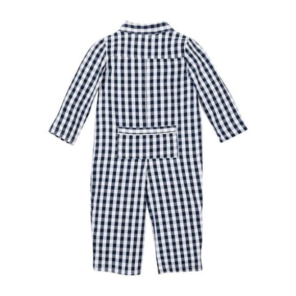 Navy Gingham Romper