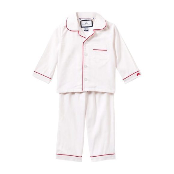 White Pajamas, Red Piping - Kids Boy Clothing Sleepwear - Maisonette