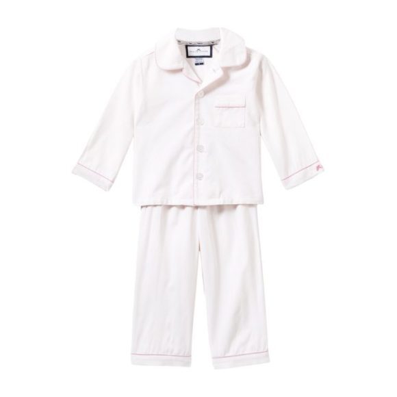 White Pajamas with Pink Piping Petite Plume Sleepwear