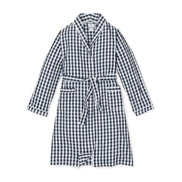 Men's Robe, Navy Gingham