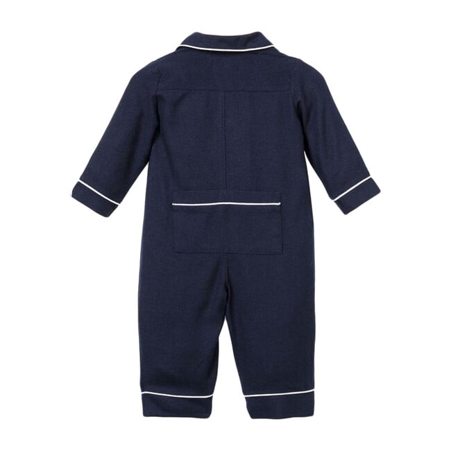 Navy Romper with White Piping