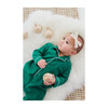 Forest Green Flannel Romper with White Piping
