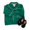 Forest Green Flannel Romper with White Piping