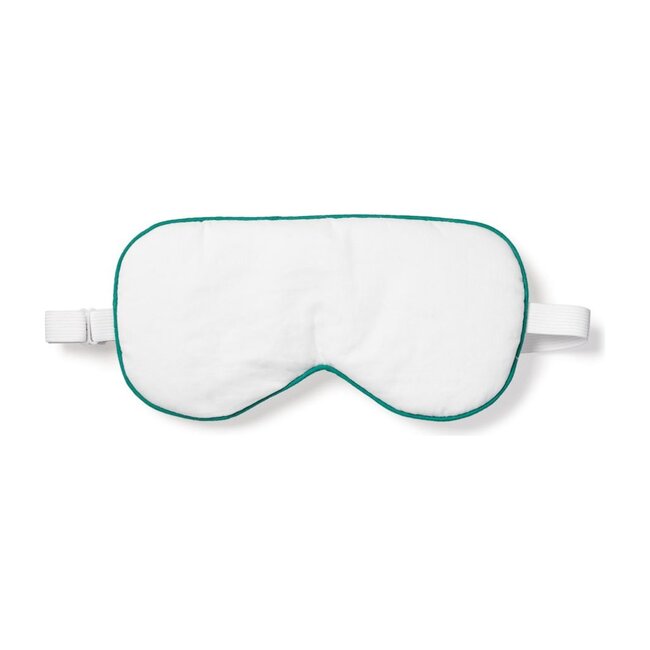 Adult Traditional Eye Mask, White & Green Piping - Eye Masks - 1