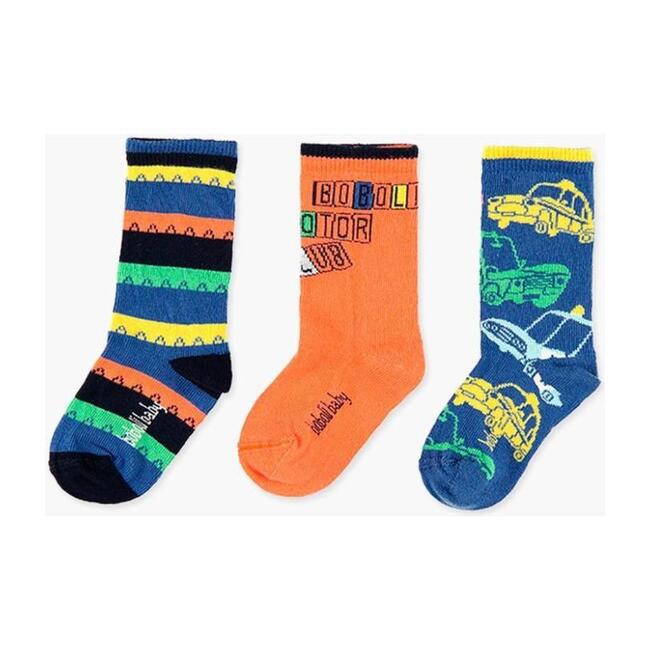 3-Pack Socks Set, Tangerine & Blue - Socks - 1