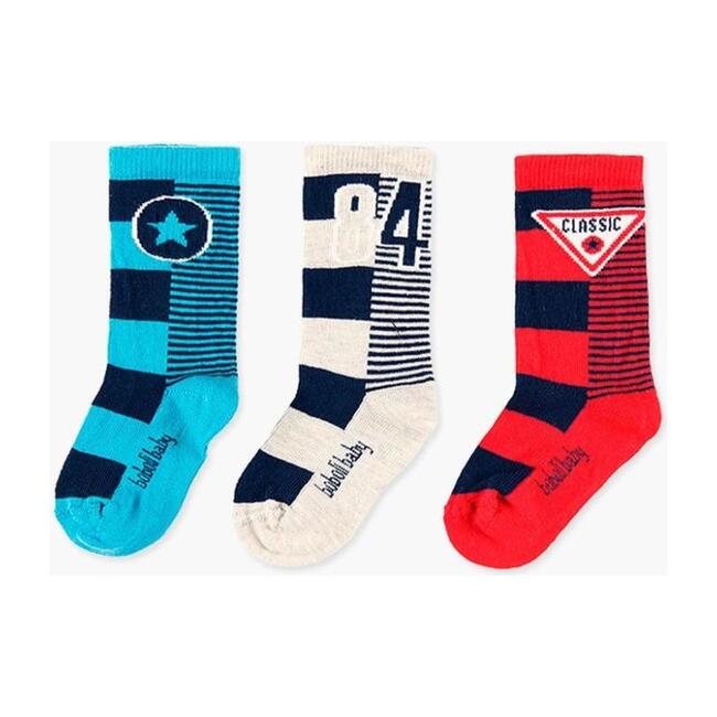 3-Pack Socks Set, Red & Blue - Socks - 1