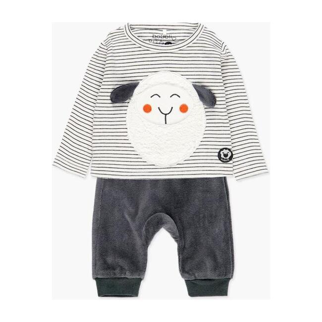 Knit T-Shirt & Trousers Set, White - Mixed Apparel Set - 1