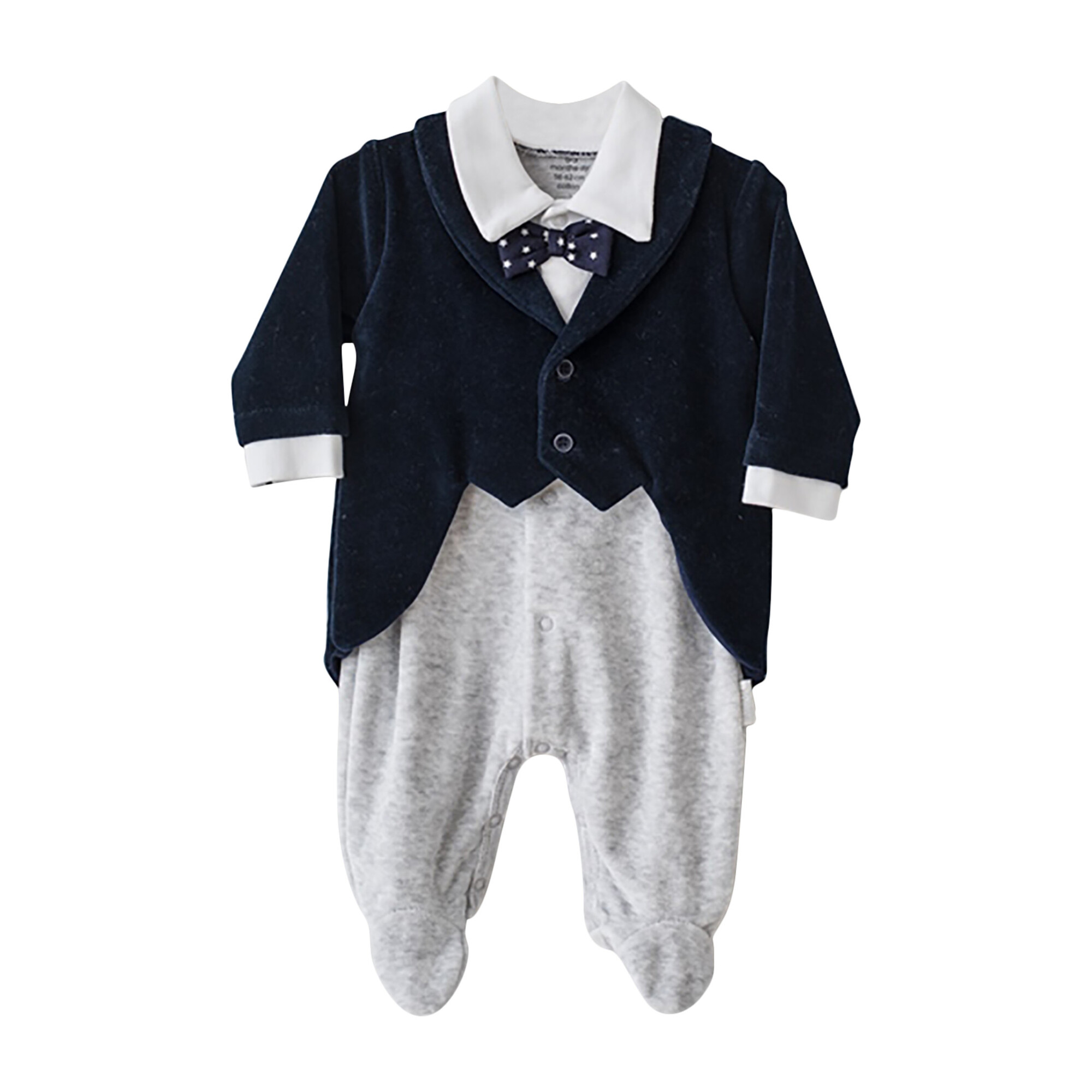 Velvet Tuxedo Bodysuit, Navy