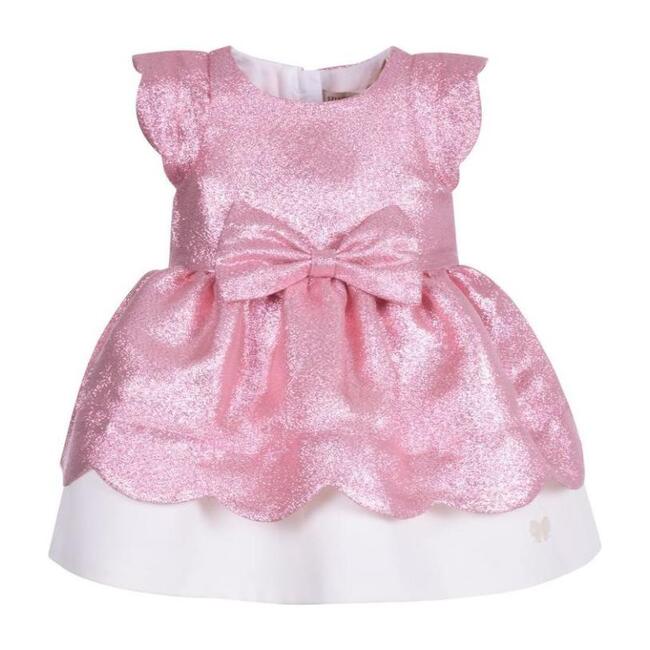 Scalloped Bodice Dress & Bloomers, Pink - Dresses - 1