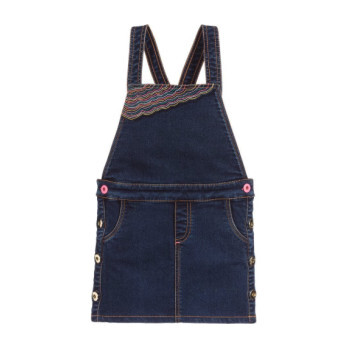 Rainbow Denim Pinafore Dress, Blue - Dresses - 1