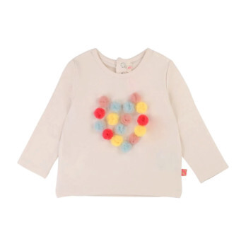 Pom-Pom Heart T-Shirt, Ivory - Tees - 1