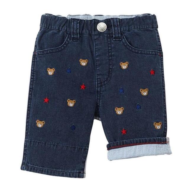 Bear and Star Print Shorts, Indigo - Shorts - 1