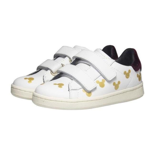 Mickey Sneakers, White & Gold