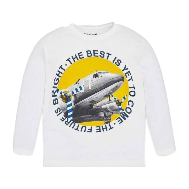 Cream Airplane T-Shirt, White - Tees - 1