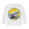 Cream Airplane T-Shirt, White - Tees - 1 - thumbnail