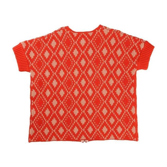Knit Zipper Poncho, Coral - Sweaters - 2