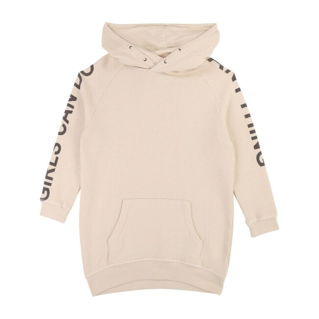 Girls Can Do Anything Hooded Dress, Ivory - Dresses - 2