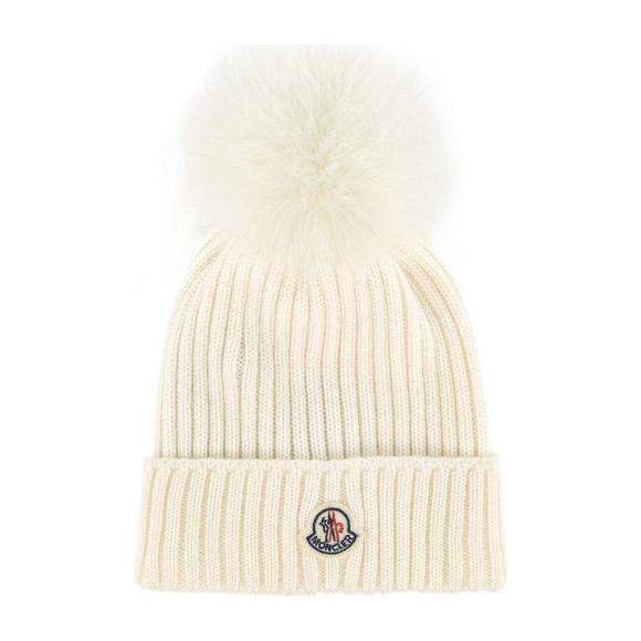 Woven Cap with Pom, White - Hats - 1