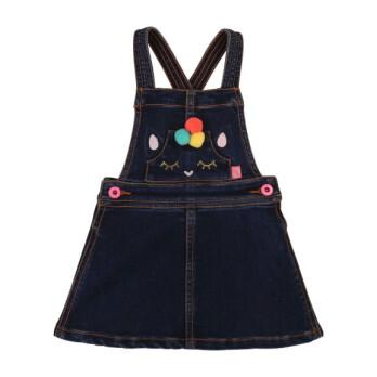 Cat Denim Pinafore Dress, Blue - Dresses - 1