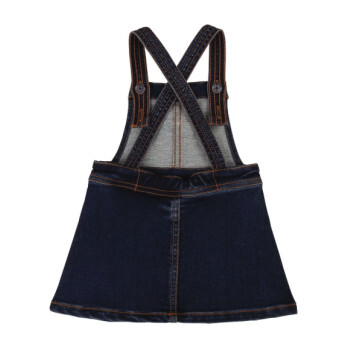 Cat Denim Pinafore Dress, Blue - Dresses - 2