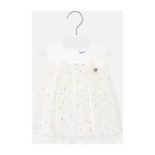 Embroidered Tulle Dress, White