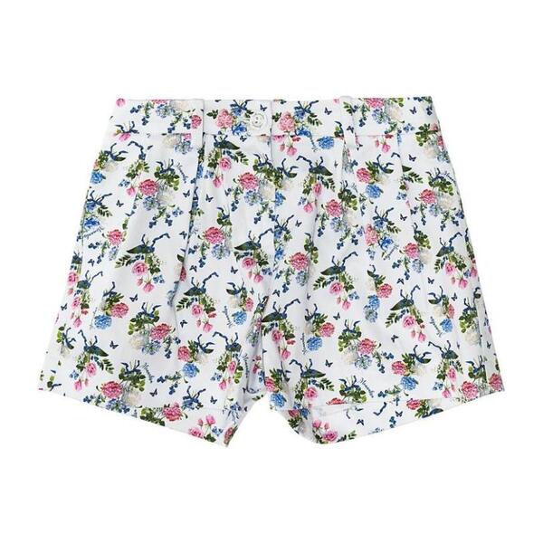 Floral Print Shorts, White
