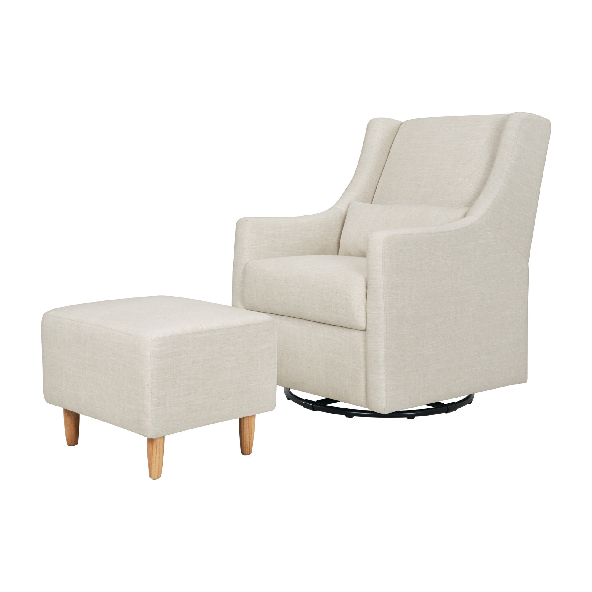 Toco Swivel Glider and Stationary Ottoman, White Linen