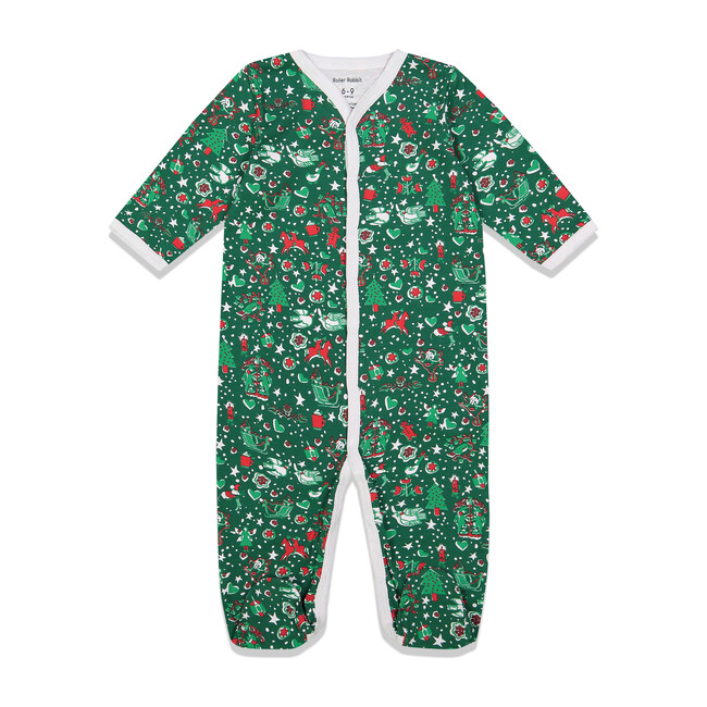Green Baby Footie Pajamas, Jingle Bell Rock