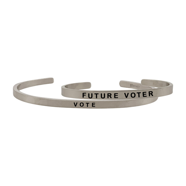 *Exclusive* Mommy & Me Vote Bracelet Set, Silver