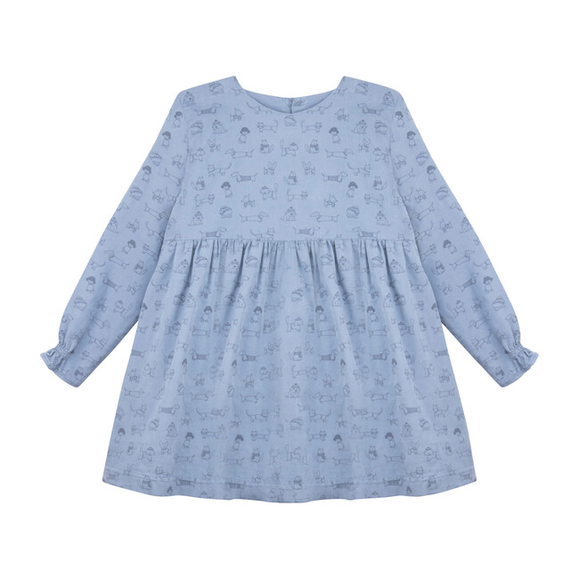 Atari Corduroy Dress, Blue - Dresses - 1