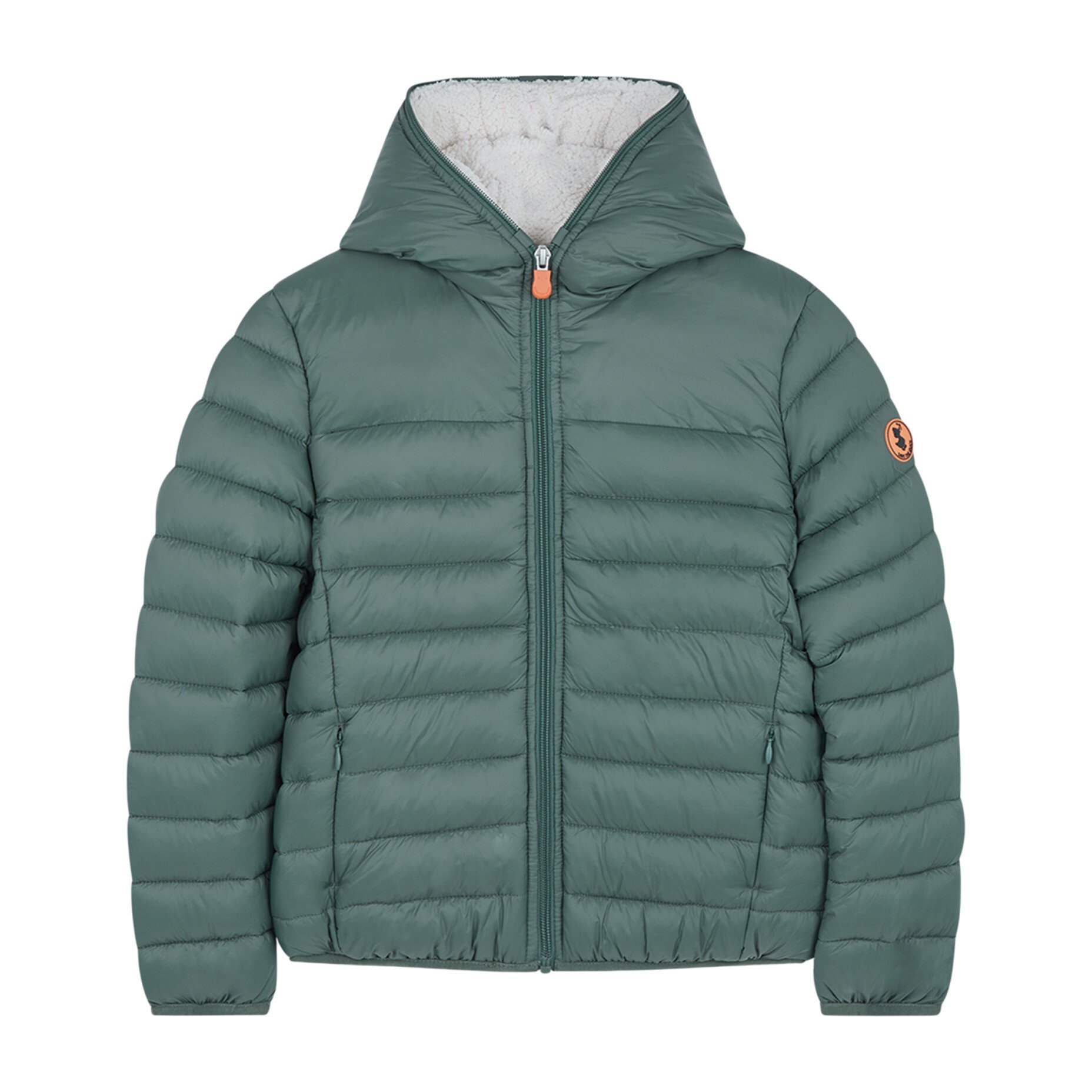 Lightweight Boys Hooded Jacket In Giga With Synthetic Lambskin Lining, Thyme Green