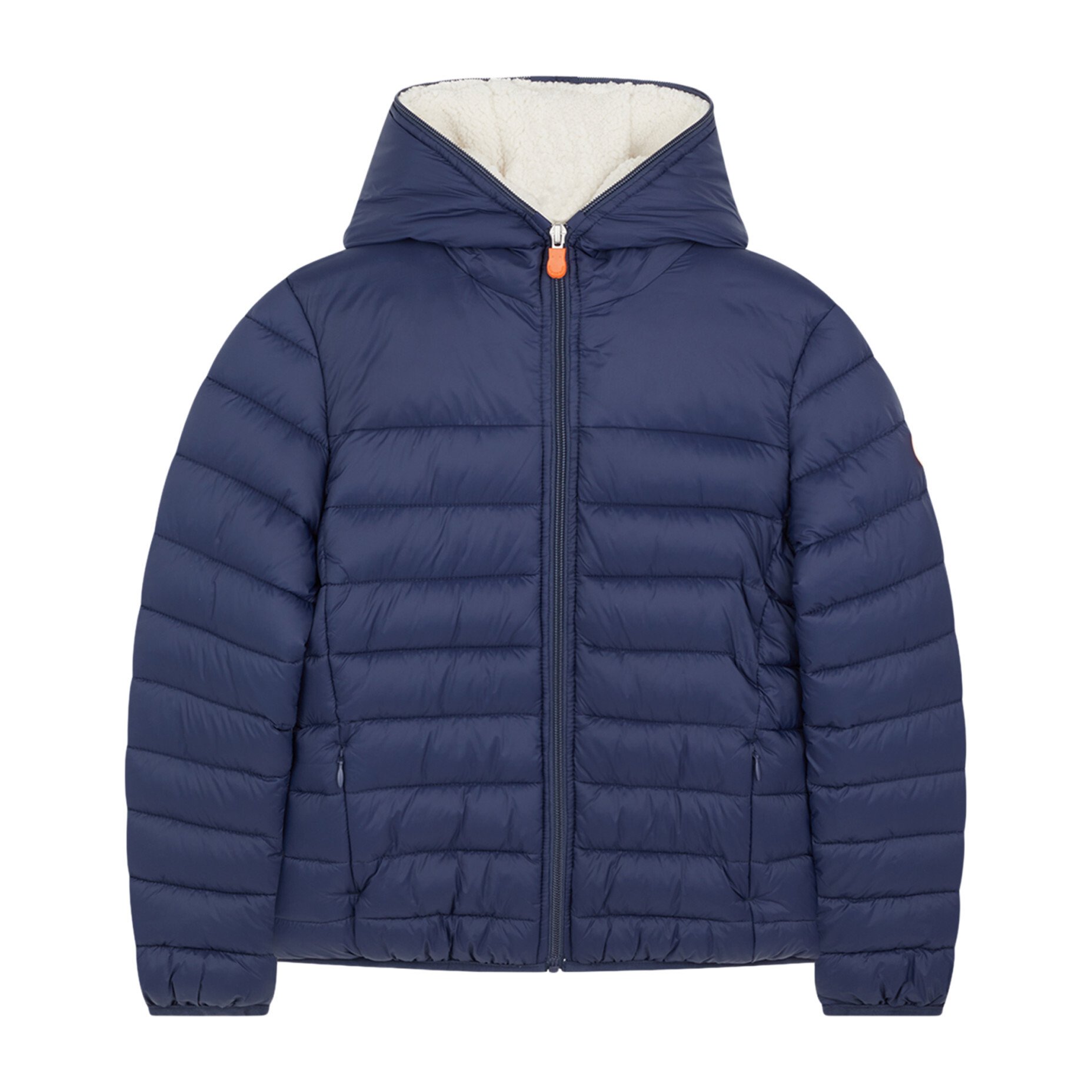Lightweight Boys Hooded Jacket In Giga With Synthetic Lambskin Lining, Navy Blue