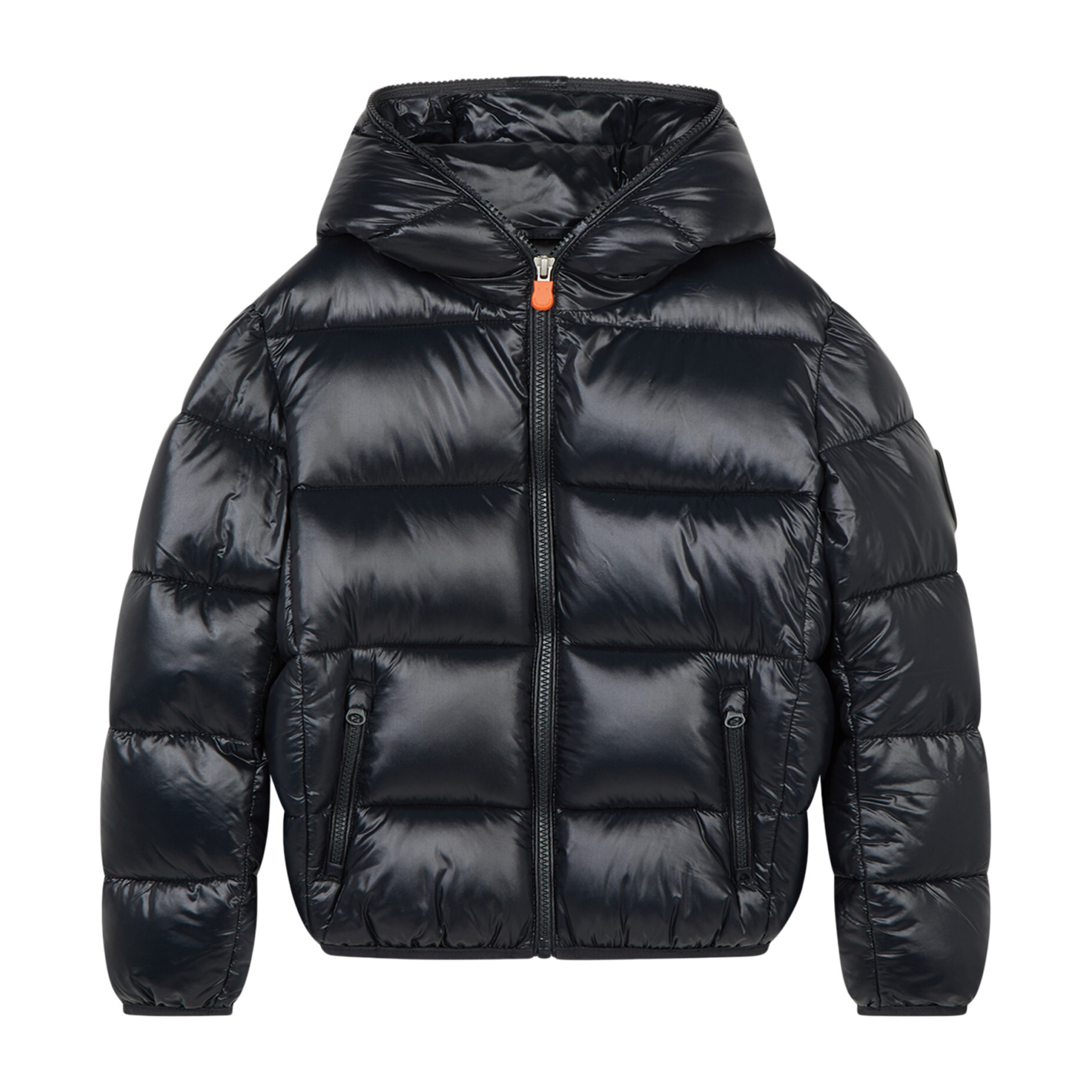 Oversized Boy's Luck Hooded Puffer Jacket, Black