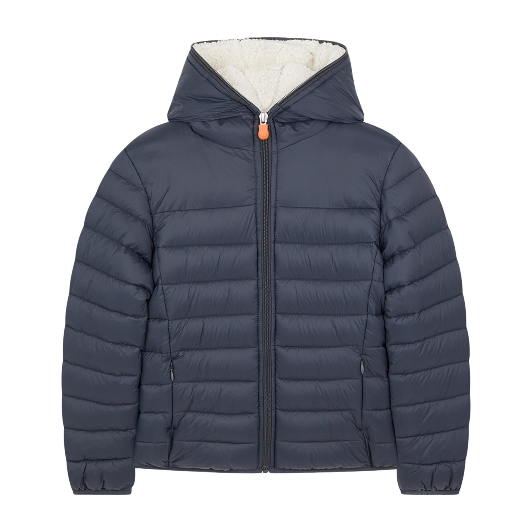 Lightweight Boys Hooded Jacket In Giga With Synthetic Lambskin Lining, Grey Black
