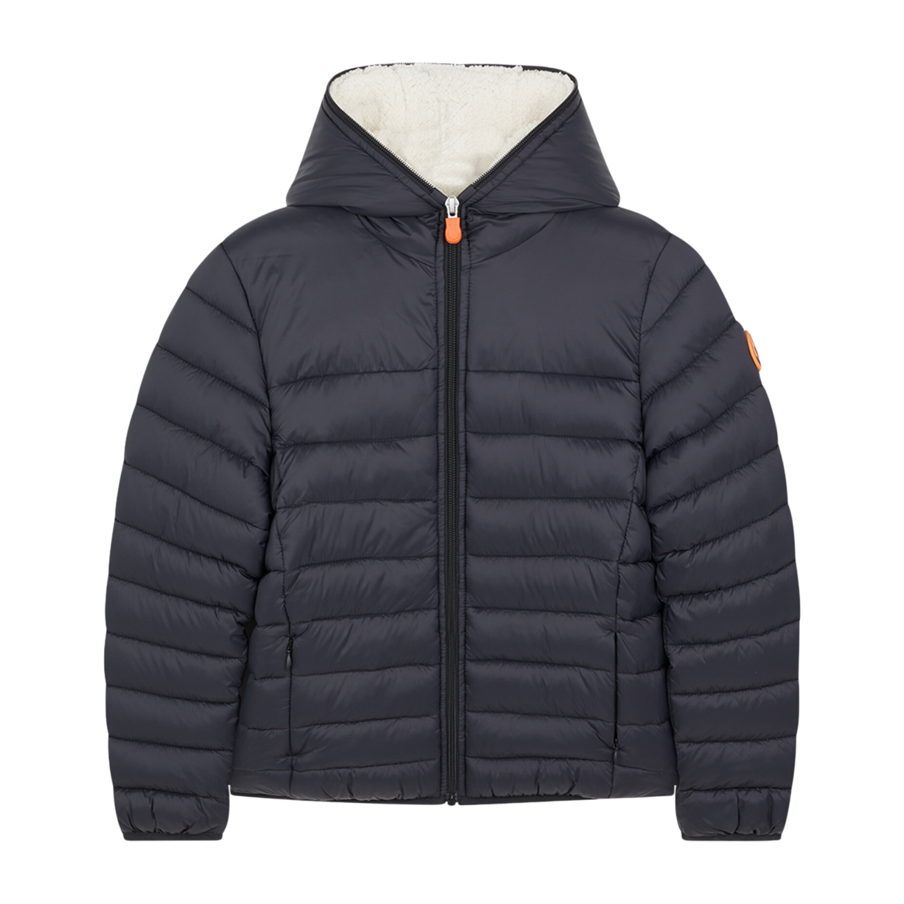 Lightweight Boys Hooded Jacket In Giga With Synthetic Lambskin Lining, Black