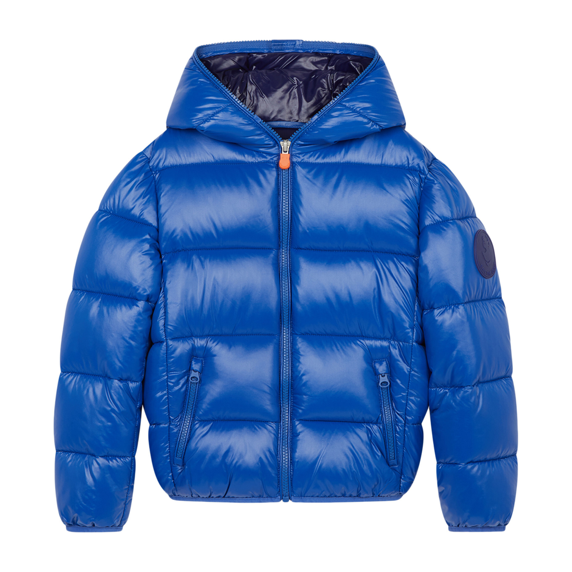 Oversized Boy's Luck Hooded Puffer Jacket, Twilight Blue