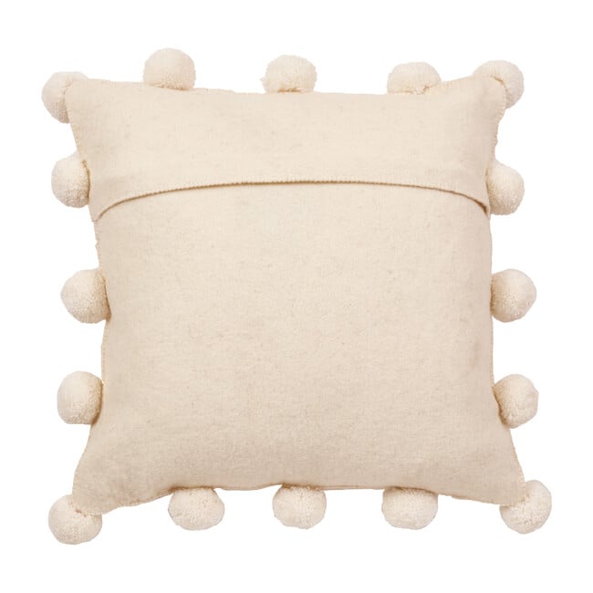 Christmas Pillow, Cream Pom Poms on Cream