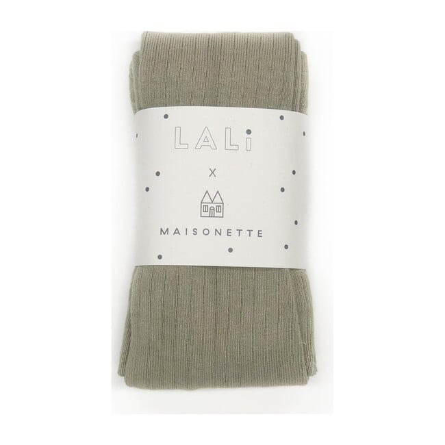 *Exclusive* Ribbed Cotton Tights, Sage